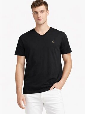 Polo Ralph Lauren Black V-Neck Tee Custom Slim Fit Men’s Size L Classic